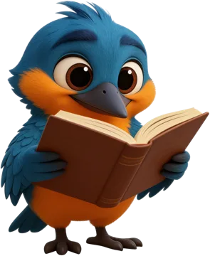 The Harmonia bird reading a book