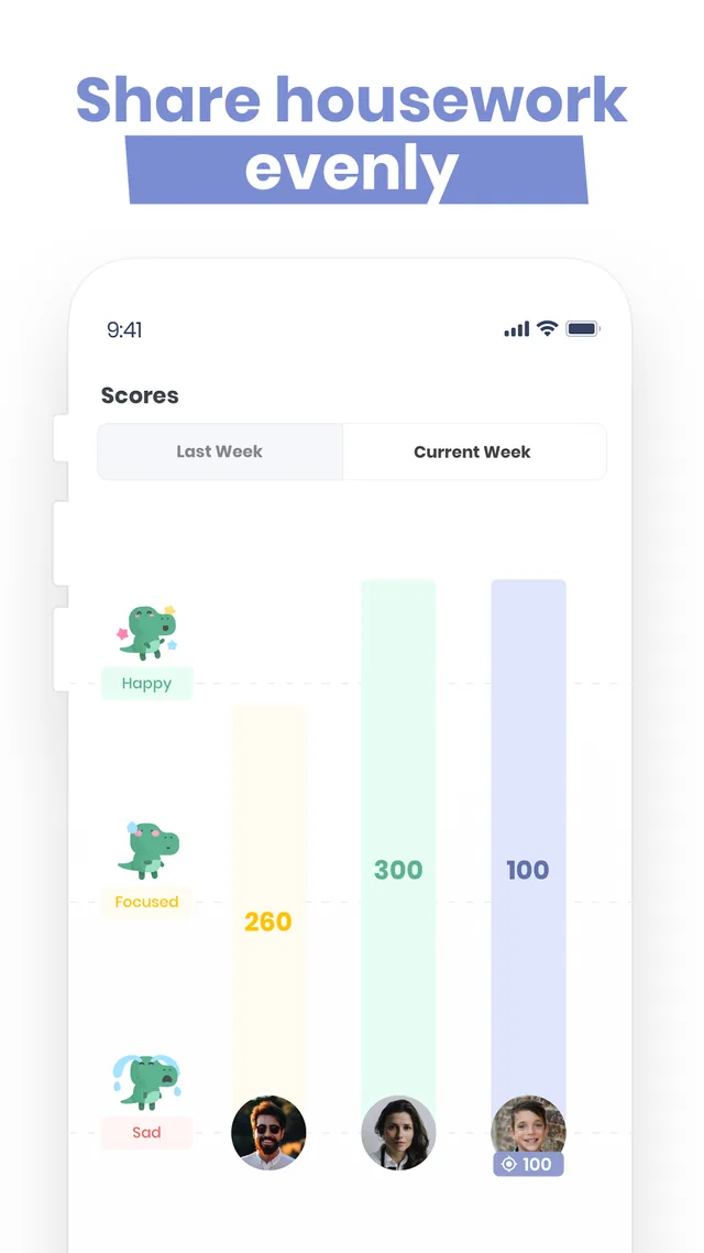Nipto App Store listing: weekly scores compared between household members